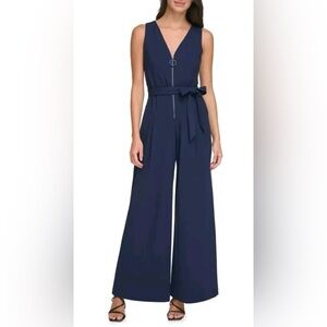 DKNY Navy Belted Jumpsuit